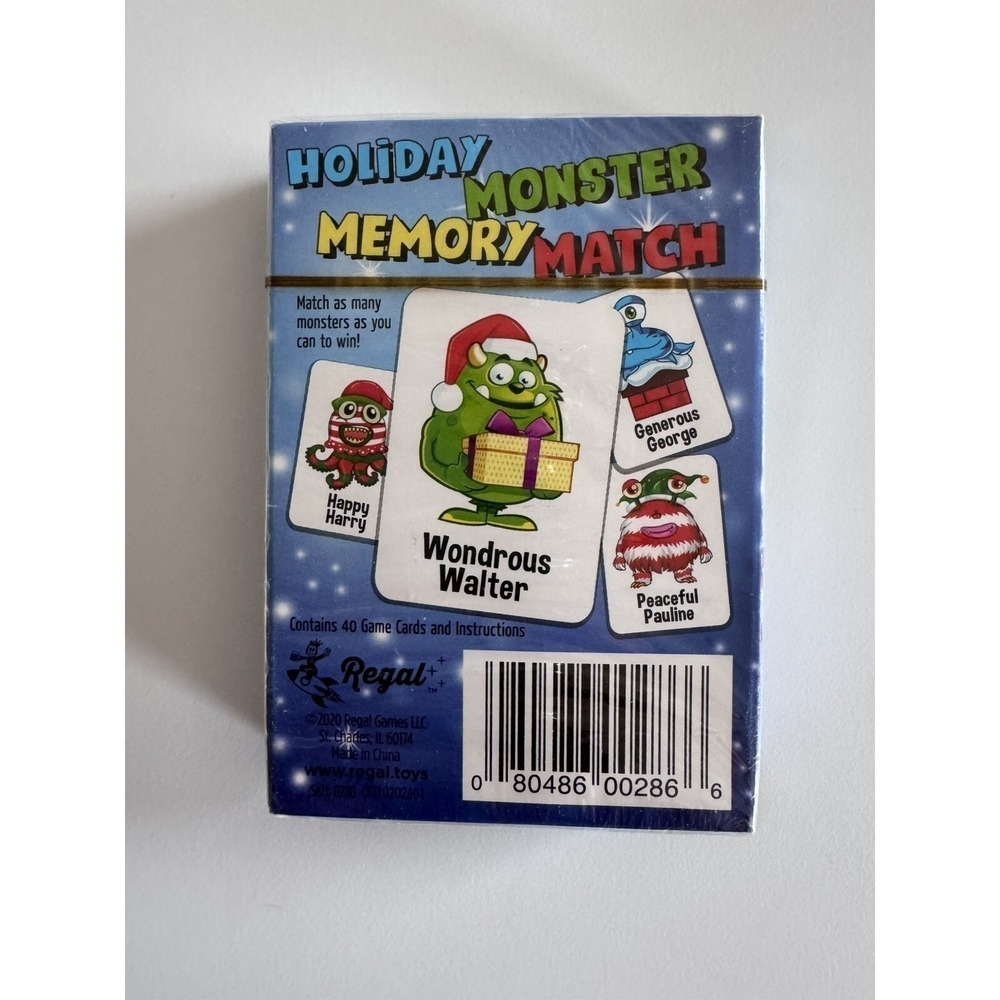 Monster Memory Match CARD GAME Gaming Royal NEW NIP Regal Toys Kids - Picture 2 of 2